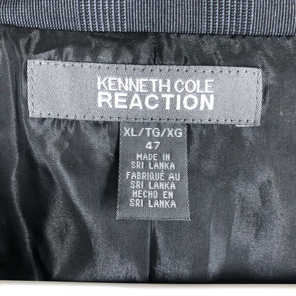 Sz XL/47- KENNETH COLE Reaction Dark Grey Plaid 2 Button Men Blazer Suit Jacket - Picture 11 of 12